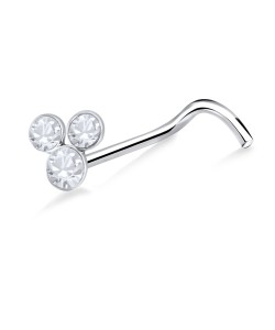 Stone Studded Clubs Silver Curved Nose Stud NSKB-92